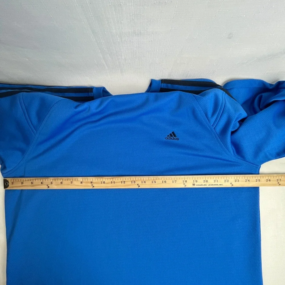 Adidas Long Sleeve Shirt Mens XL Blue 3-Stripe Performance Training Crew Neck‎